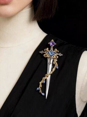Vintage-Inspired Sword Brooch - Medieval Style Statement Pin